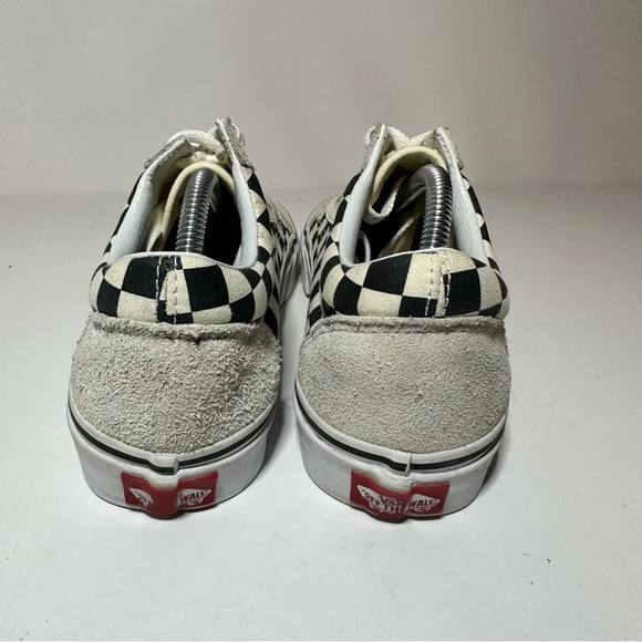 VANS Old Skool Checkerboard White Black Shoes Womens size 8 Suede (199 Box 24) - Picture 6 of 9